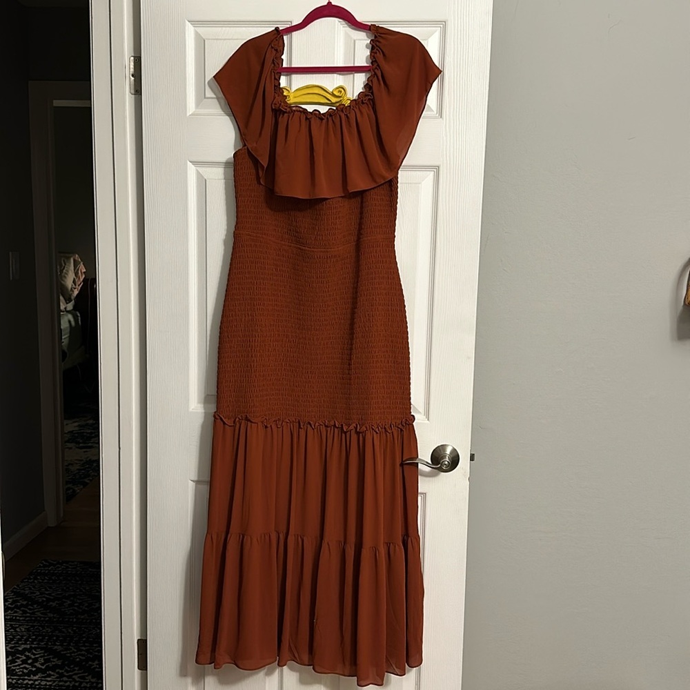 Baltic Born Amalfi Smocked Maxi Dress in Rust - Picture 3 of 12